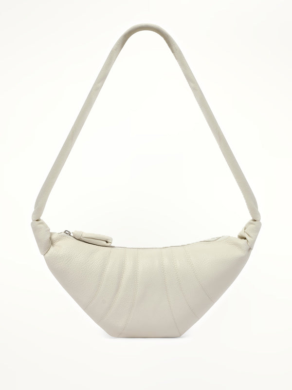 Cowhide Small Croissant Bag in Chalk