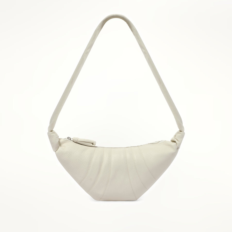 Cowhide Small Croissant Bag in Chalk