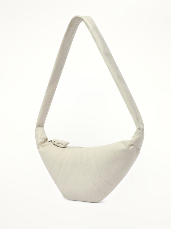 Cowhide Small Croissant Bag in Chalk