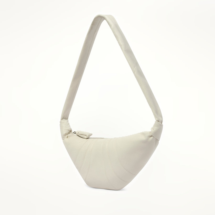Cowhide Small Croissant Bag in Chalk
