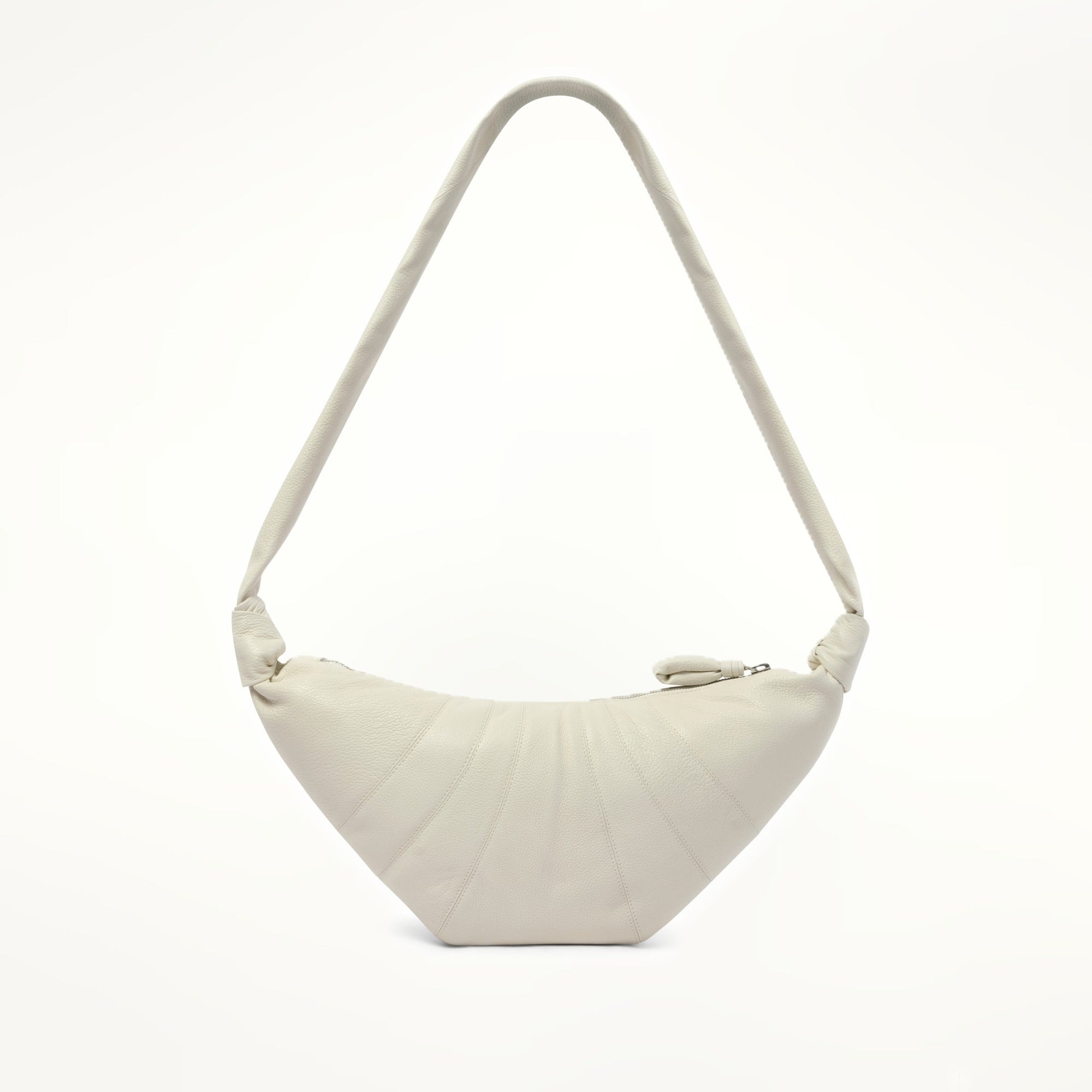 Cowhide Medium Croissant Bag in Chalk