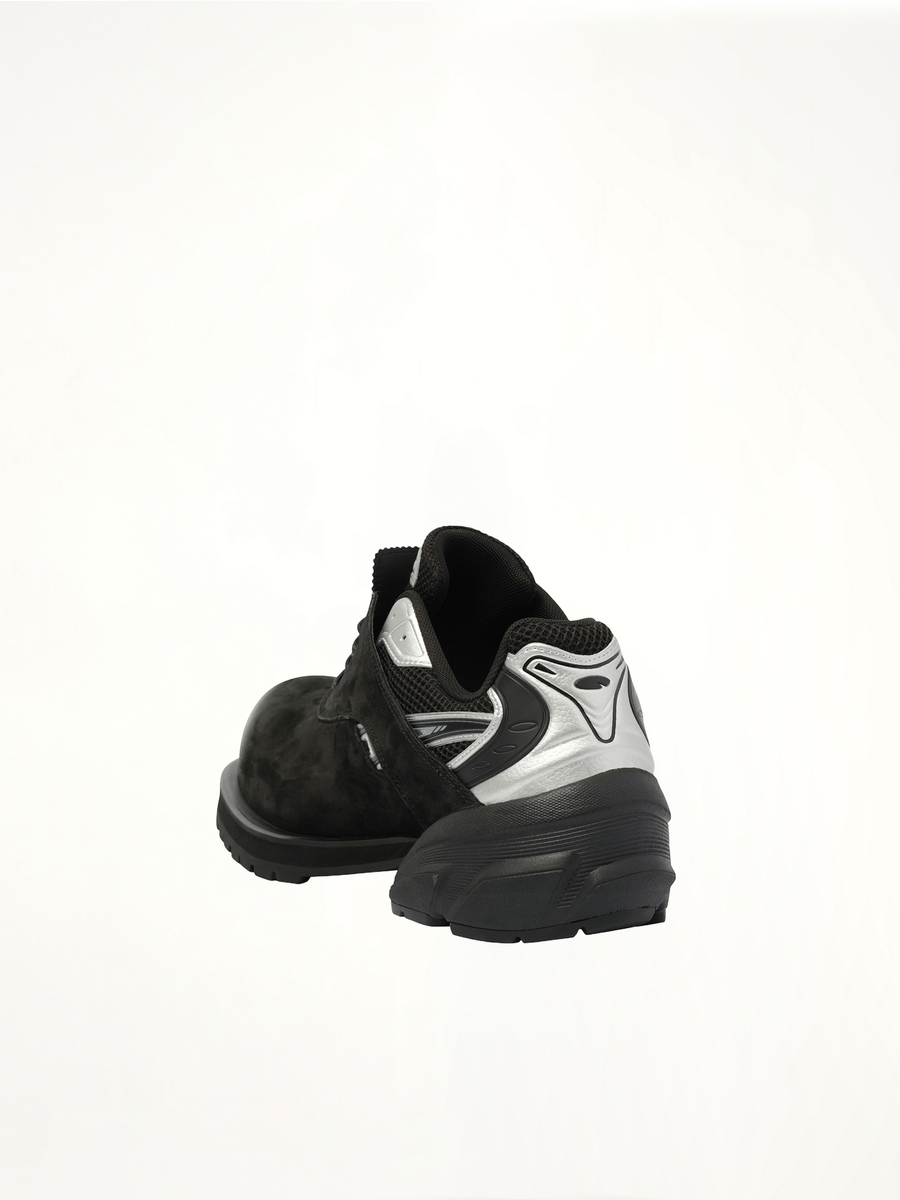 Starting Bigger Hybrid Derby in Black/White/Silver Back View | REMAGINE