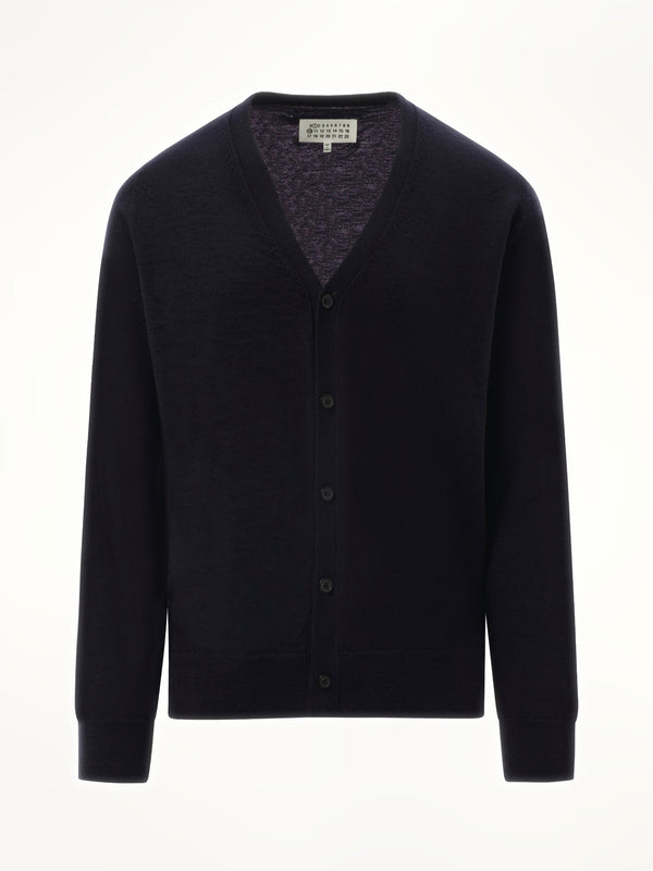 Maison Margiela Wool Cardigan in Dark Blue
