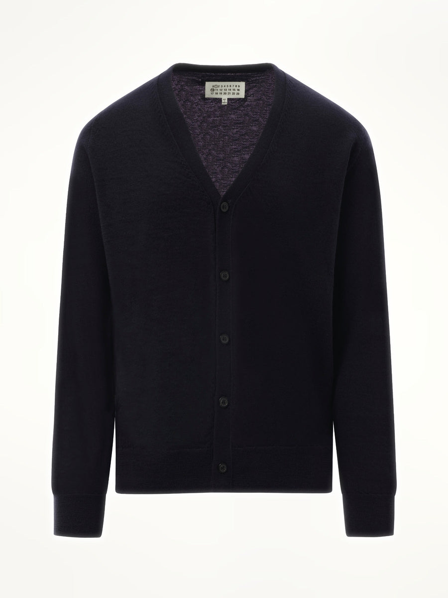 Maison Margiela Wool Cardigan in Dark Blue