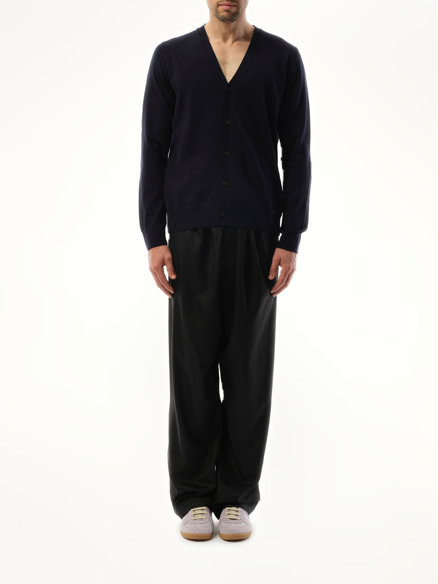 Maison Margiela Wool Cardigan in Dark Blue