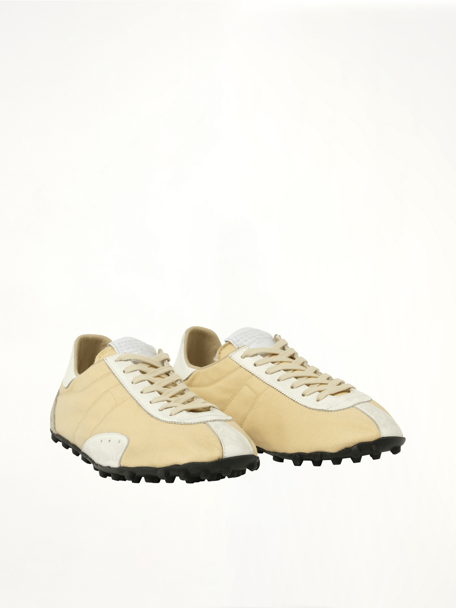 Sprinters Low Top Sneaker in Yellow/White/Antique White Front View | MAISON MARGIELA