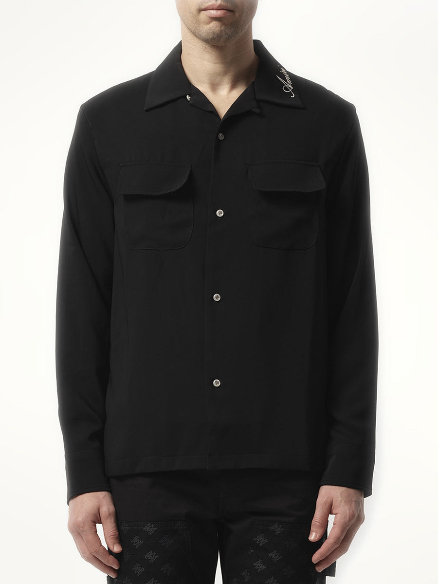 Amiri Round Pocket Dress Shirt in Black