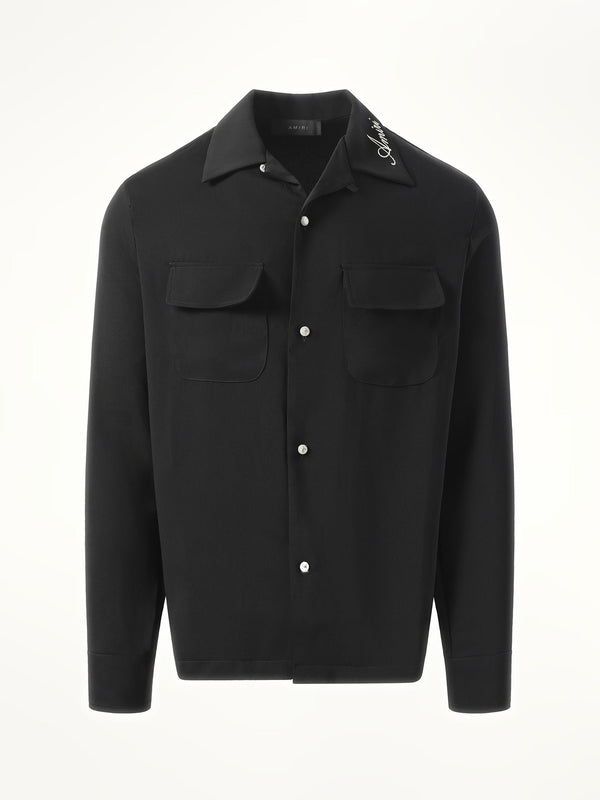 Amiri Round Pocket Dress Shirt in Black