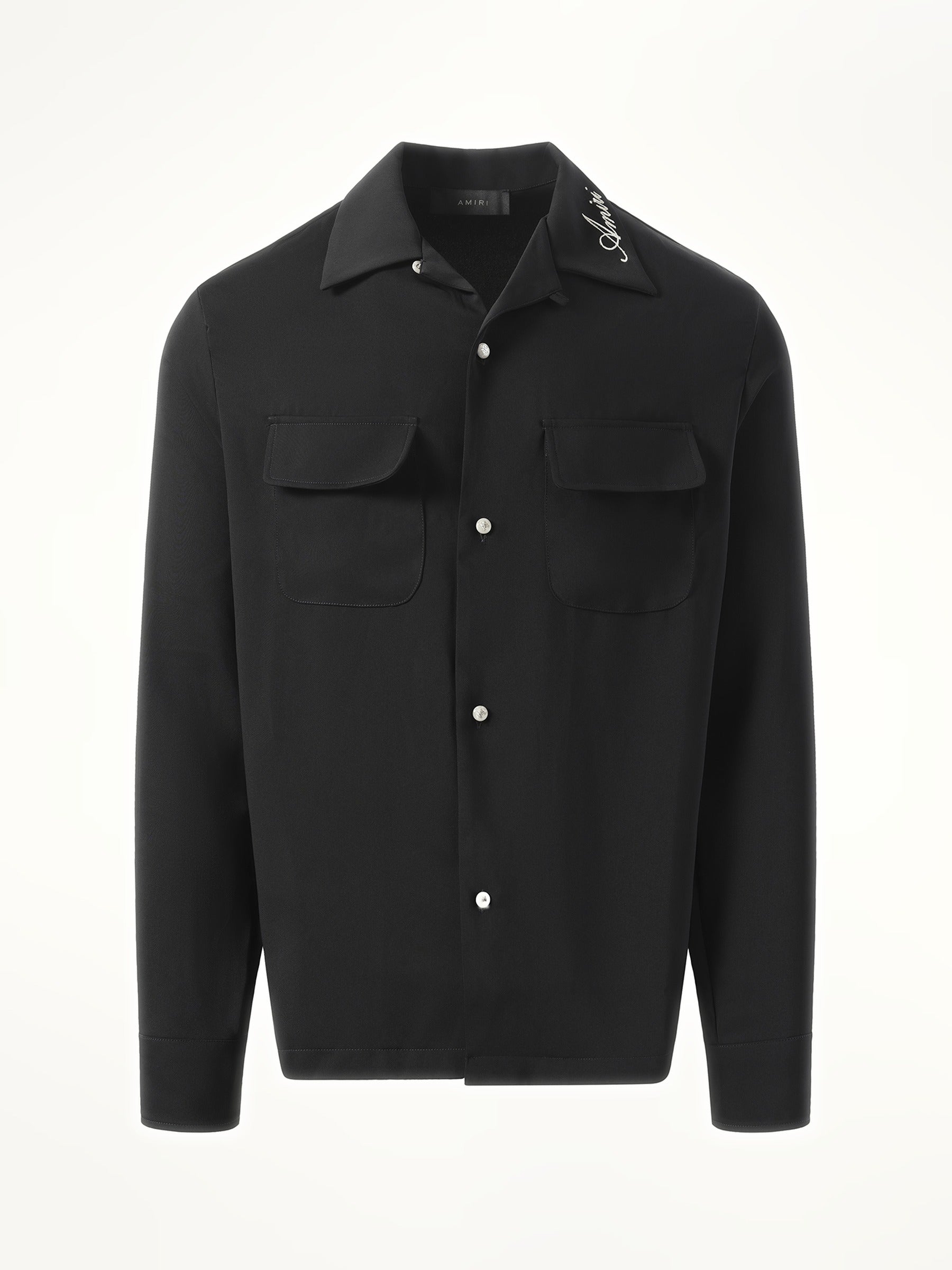 Amiri Round Pocket Dress Shirt in Black