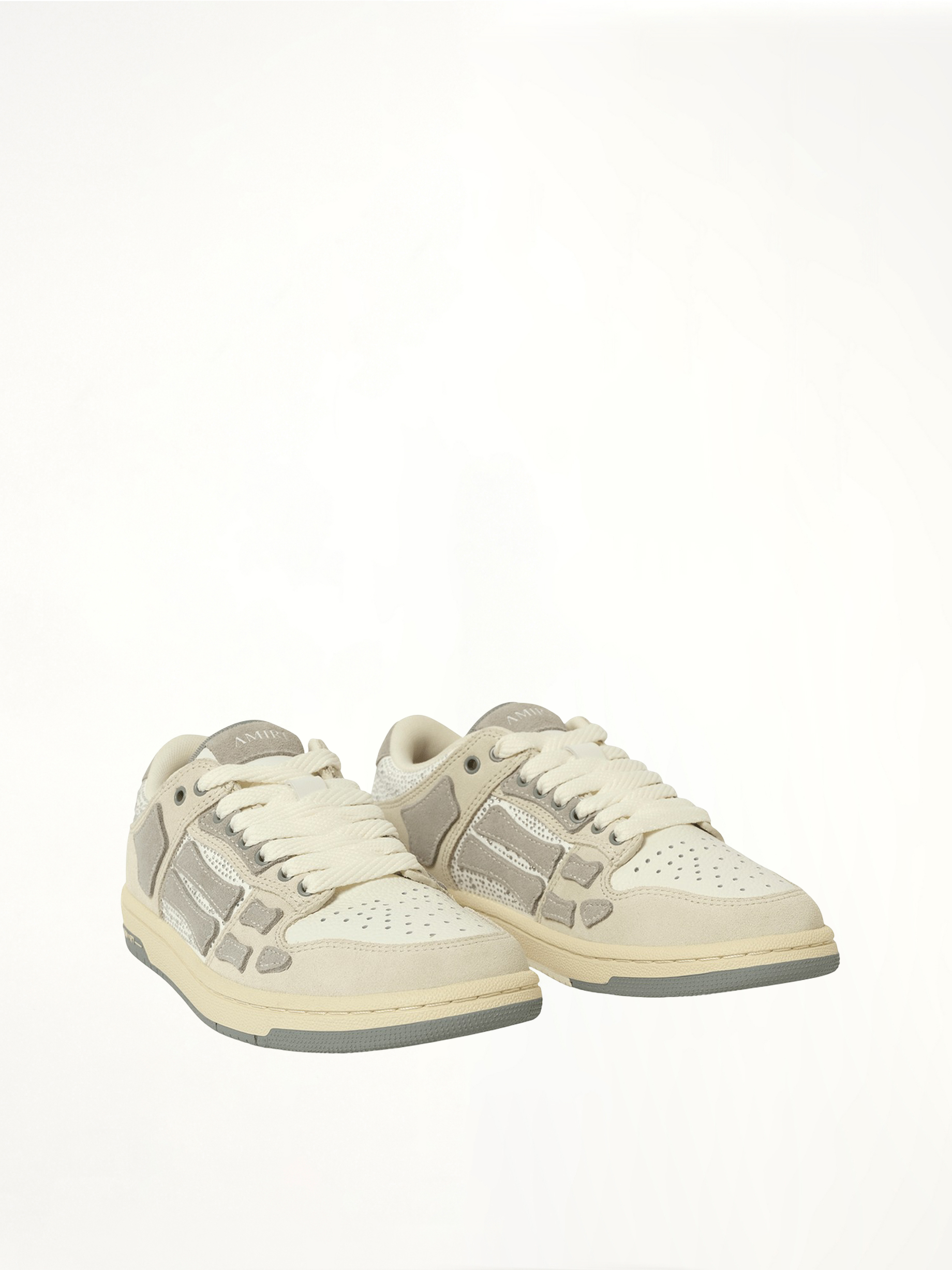 Crystal Suede Skeleton Top Low Sneaker in Birch Front View | AMIRI