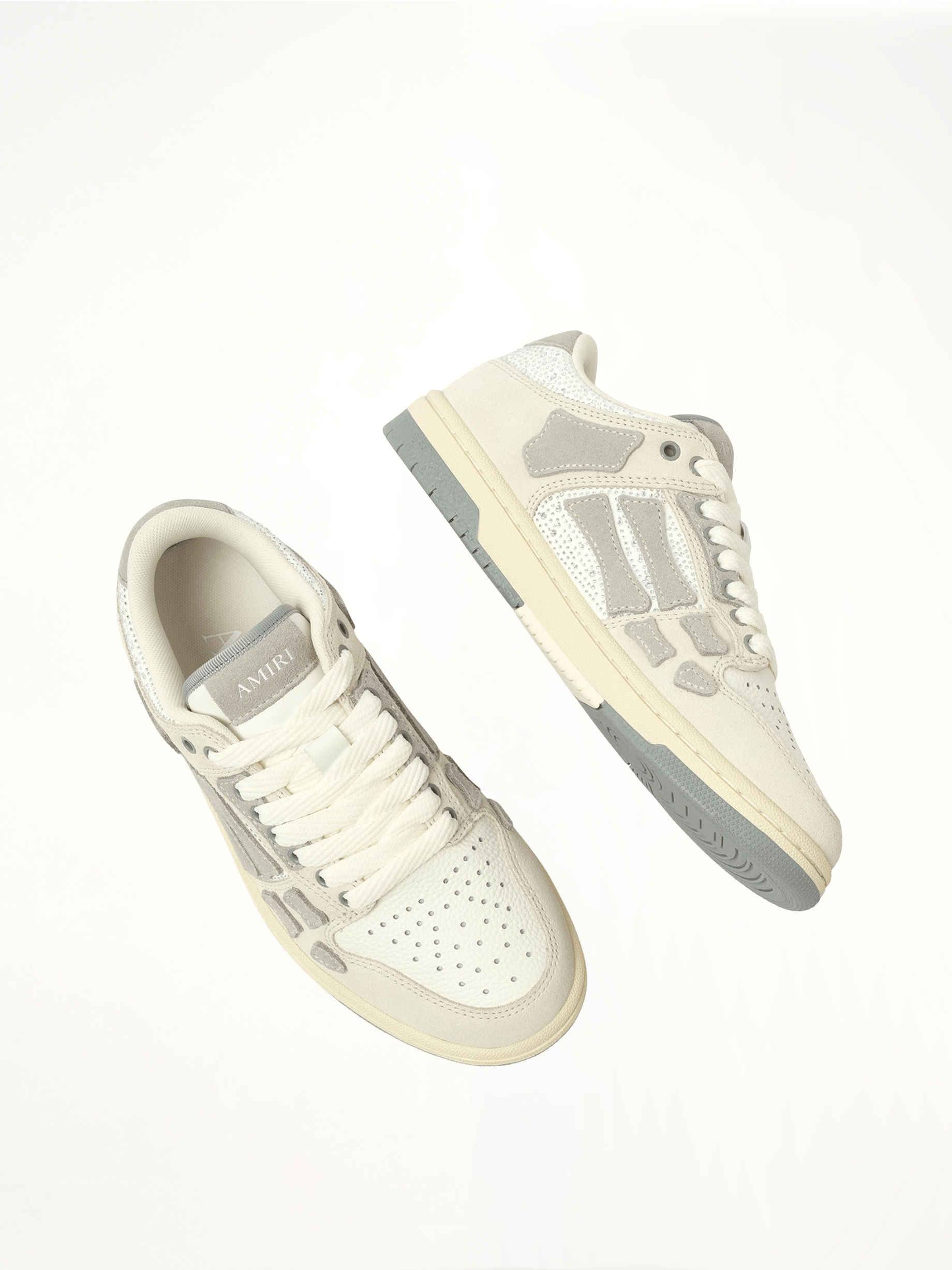 Crystal Suede Skeleton Top Low Sneaker in Birch Top View | AMIRI