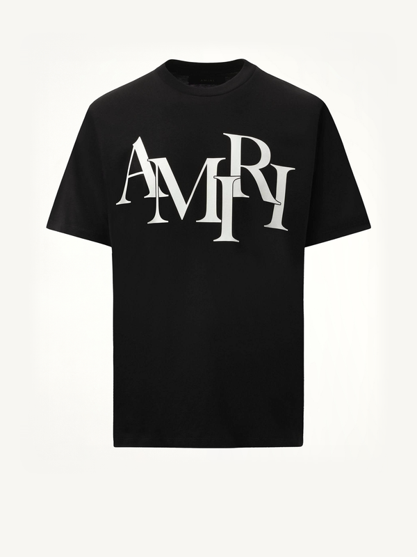 Amiri Staggered Logo T-Shirt in Black