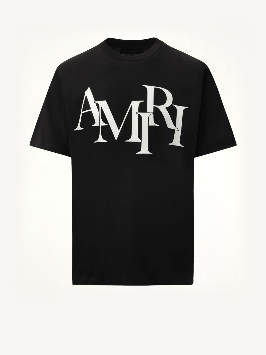 Amiri Staggered Logo T-Shirt in Black