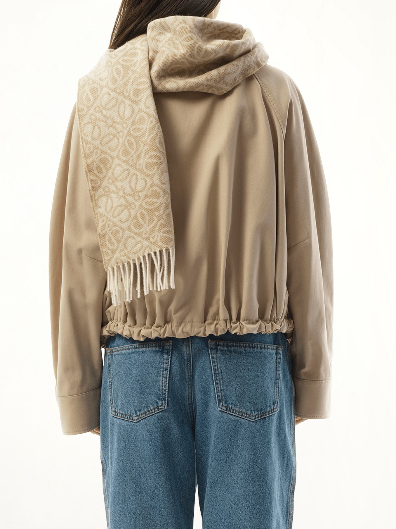 Anagram Wool Cashmere Scarf in Beige