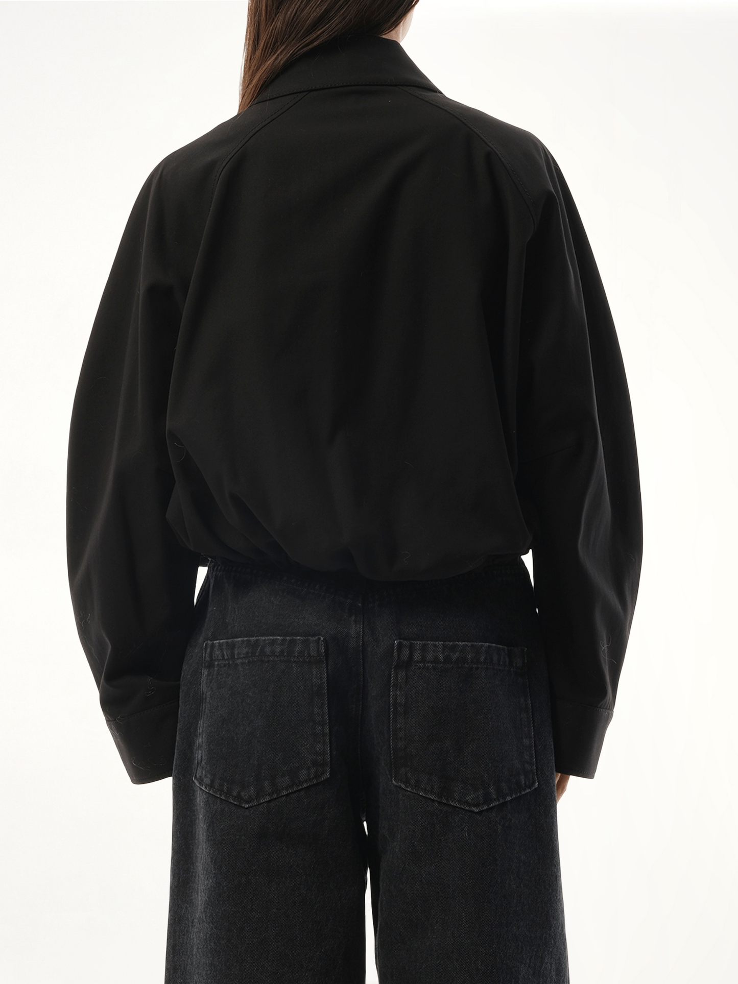 Relaxed Fit Balloon Jacket in Black