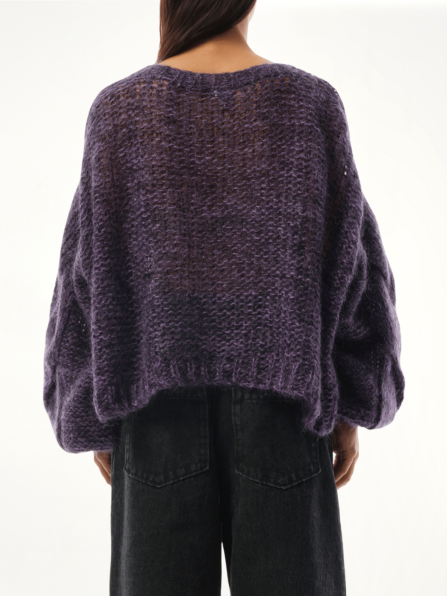 Relaxed Fit Anagram Sweater in Black/Purple