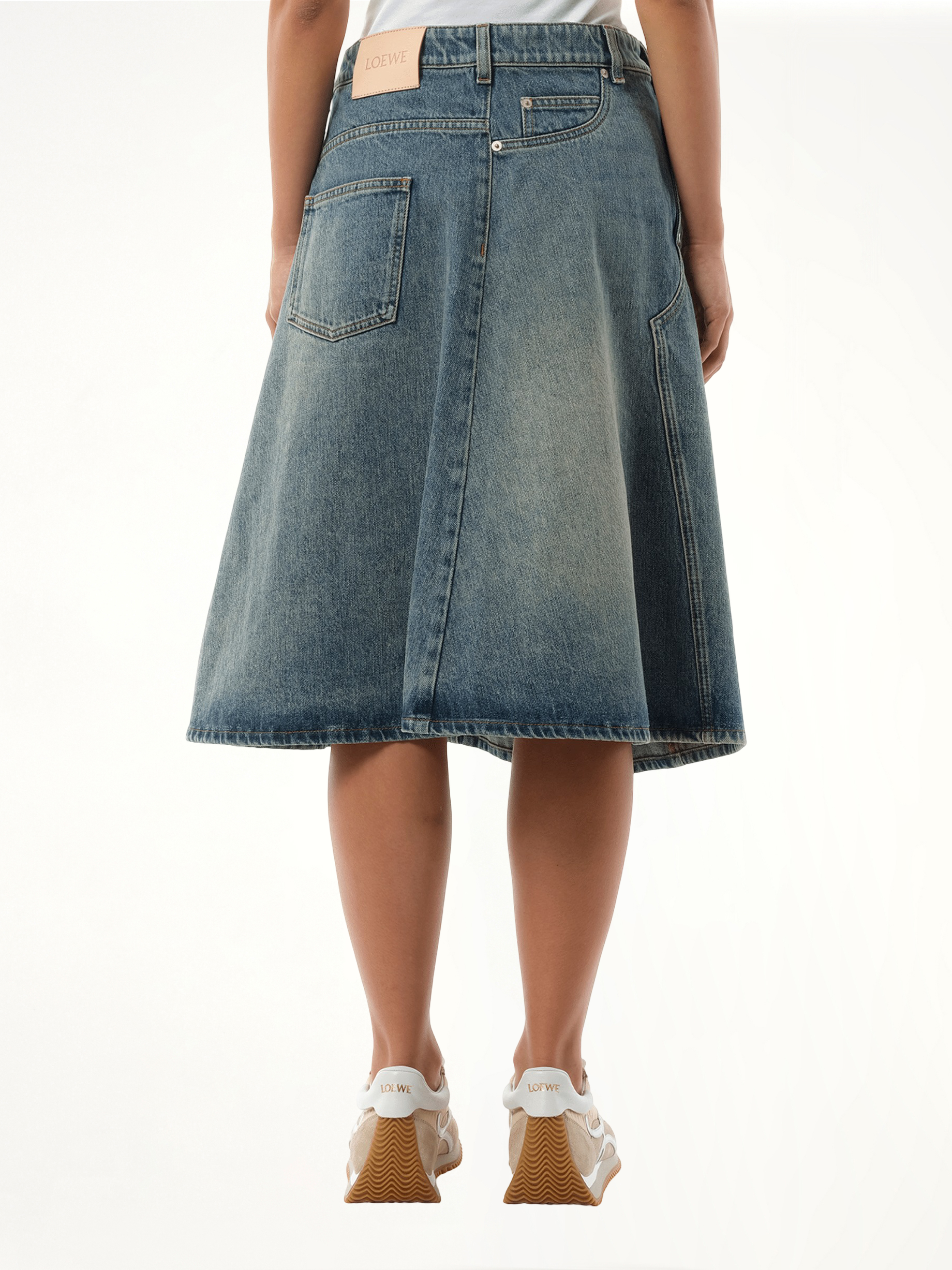 Deconstructed Skirt in Washed Denim
