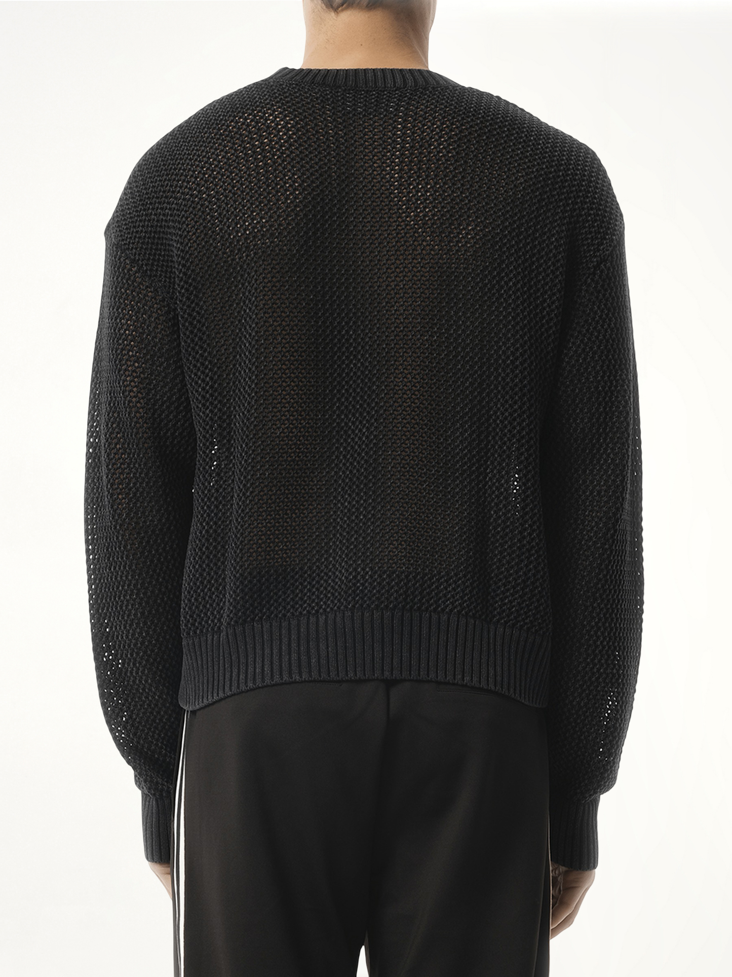 Open Gauge Knit Sweater in Jet Black
