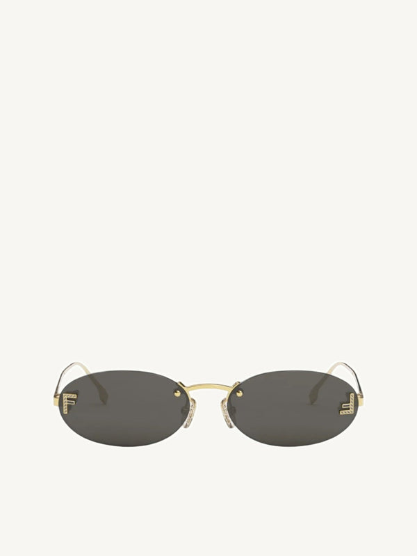 Fendi FE4075US 5430A Metal Sunglasses in Dark Grey/Gold