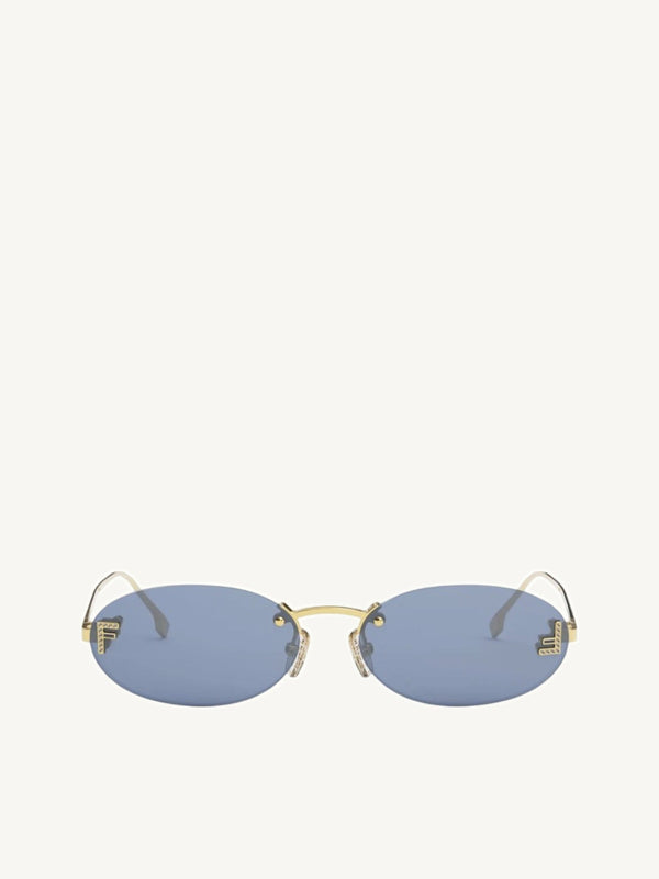Fendi FE4075US 5430V Metal Sunglasses in Dark Blue/Gold