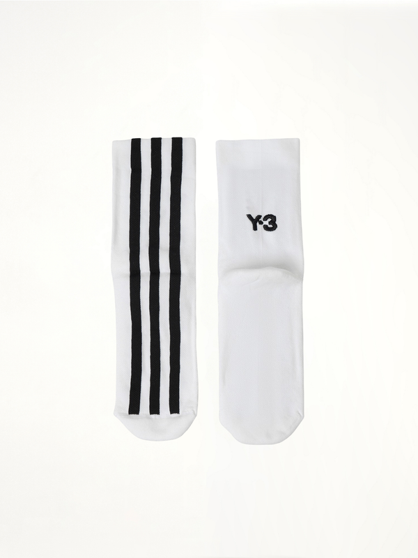 白色 Y-3 条纹袜
