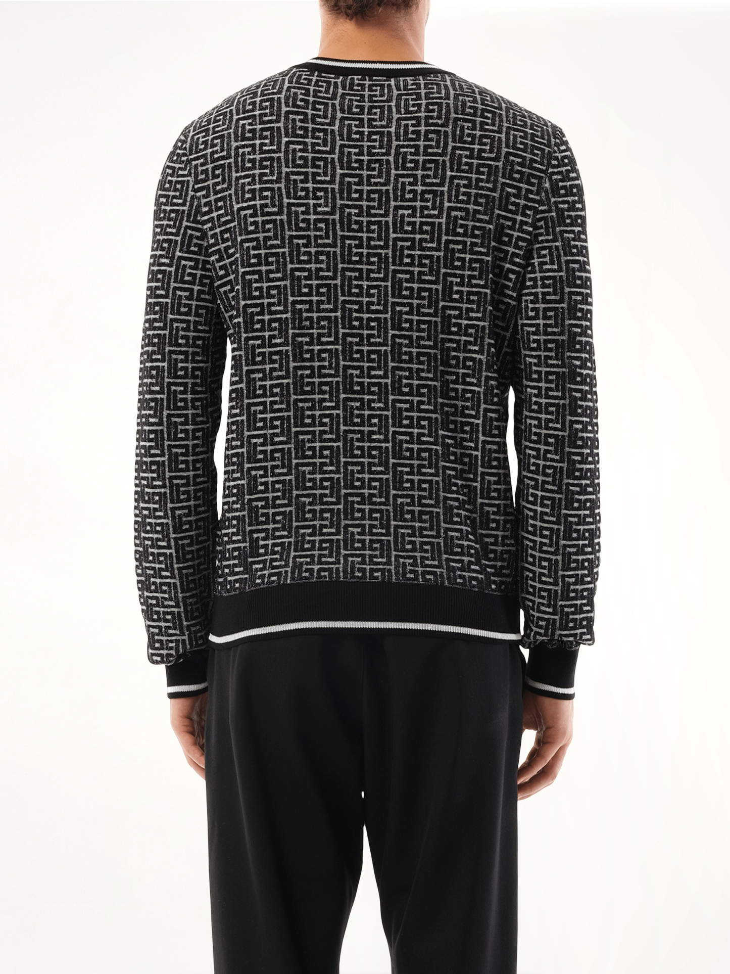 3D Monogram Vanise Knit Sweater in White/Black