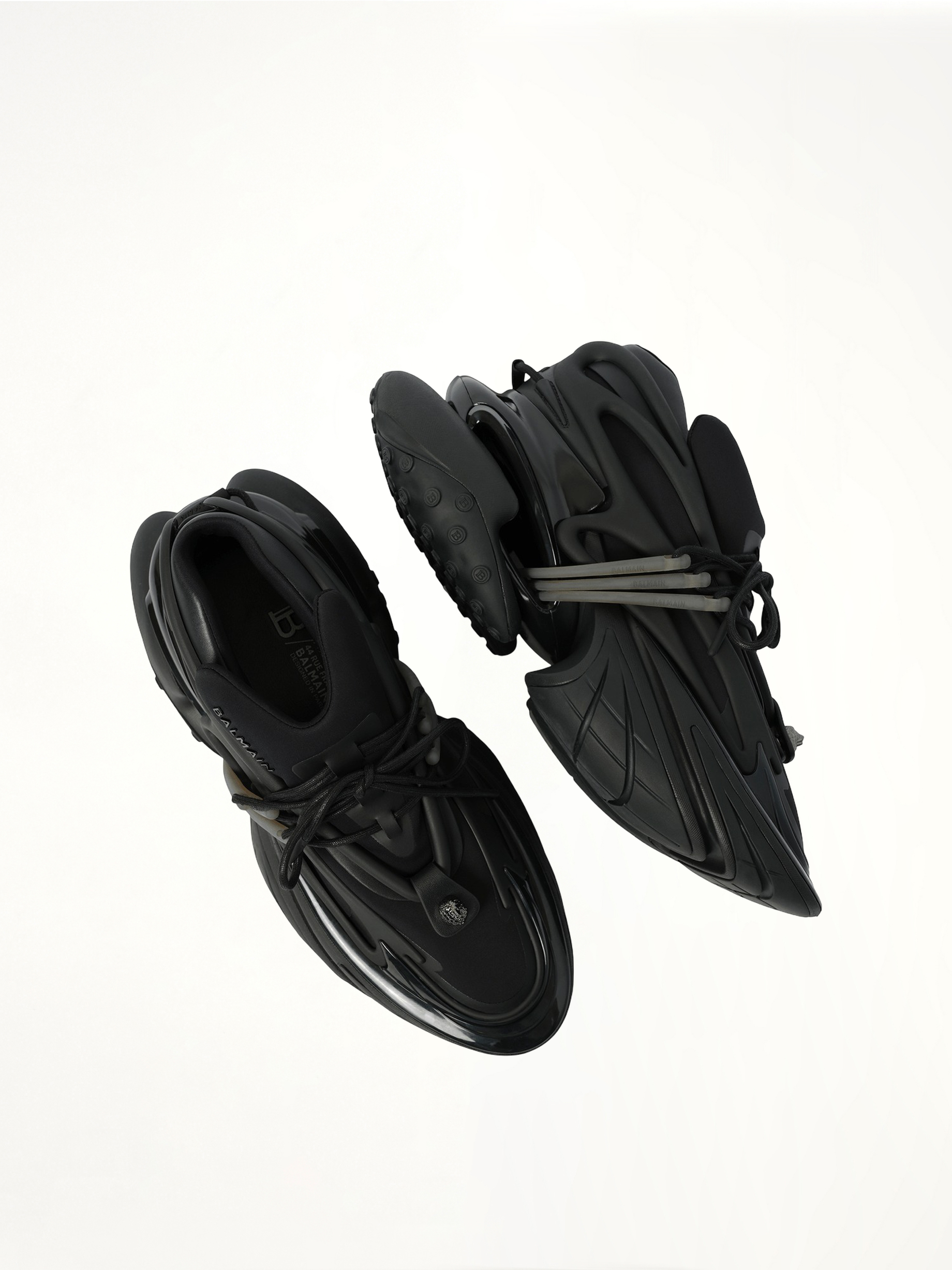 Unicorn Low Neoprene Sneaker in Black Top View | BALMAIN