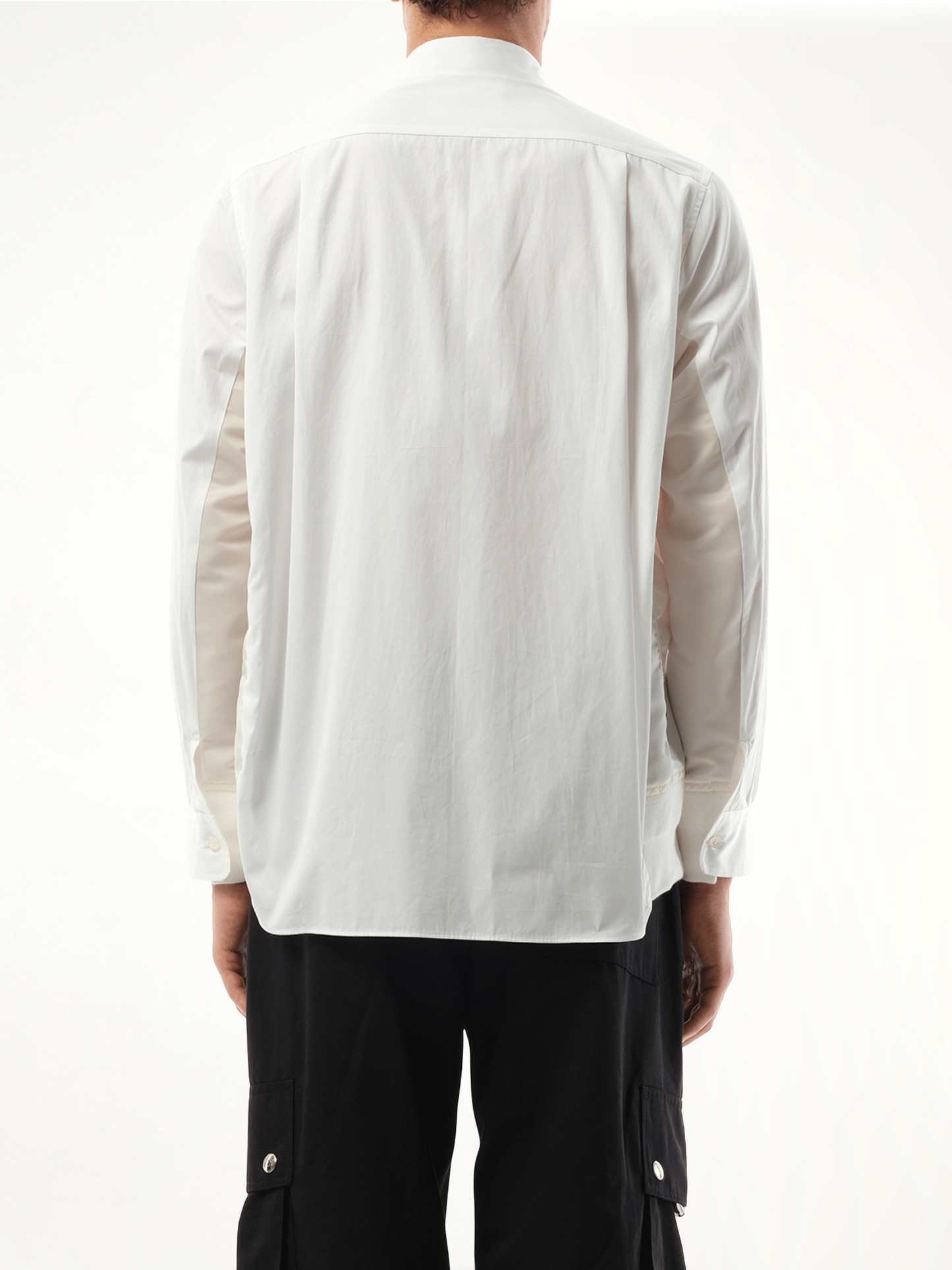Cotton Poplin Nylon Shirt in Off White
