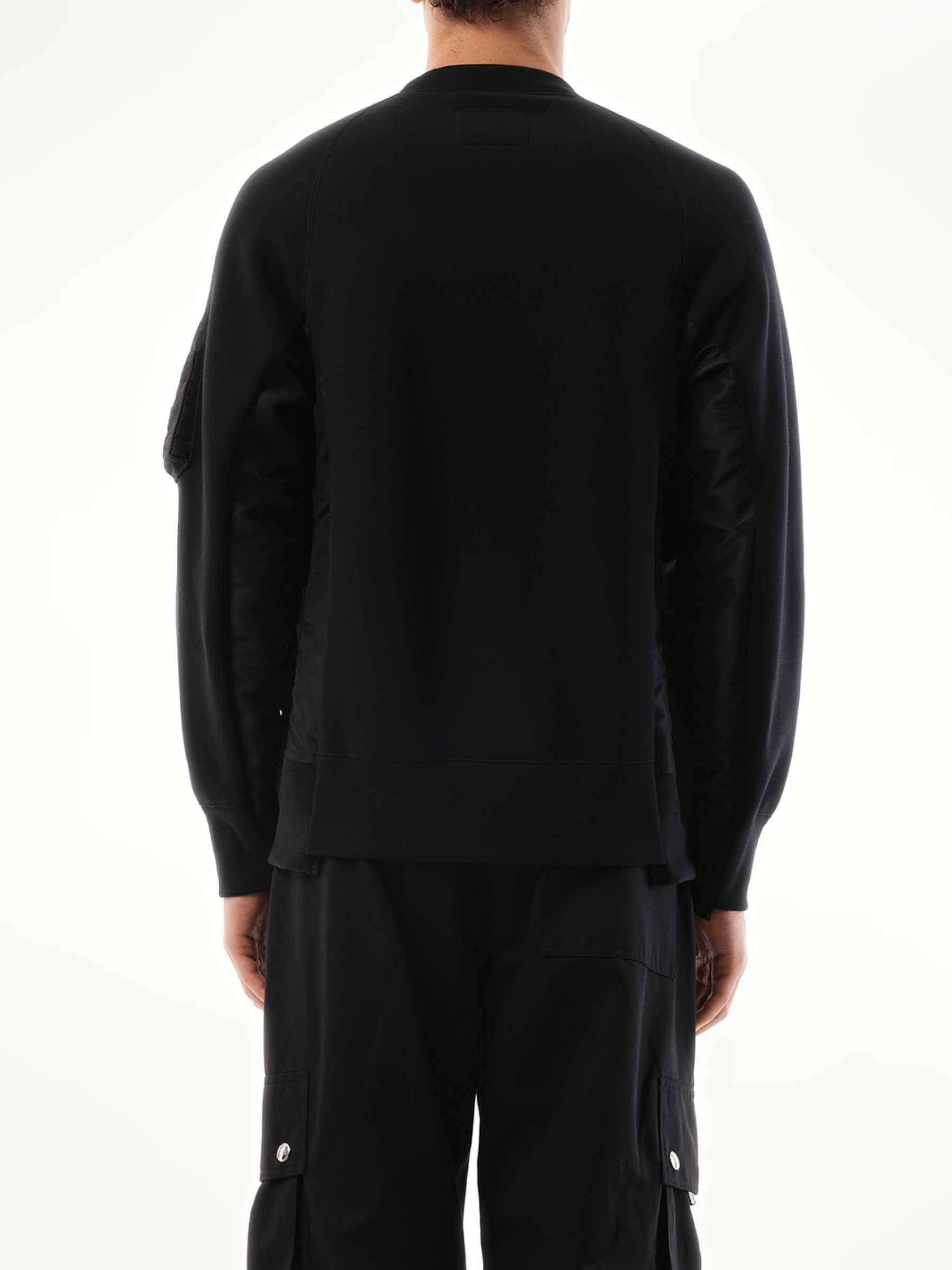 Sacai Sponge Sweat Nylon Twill Sweatshirt in Black