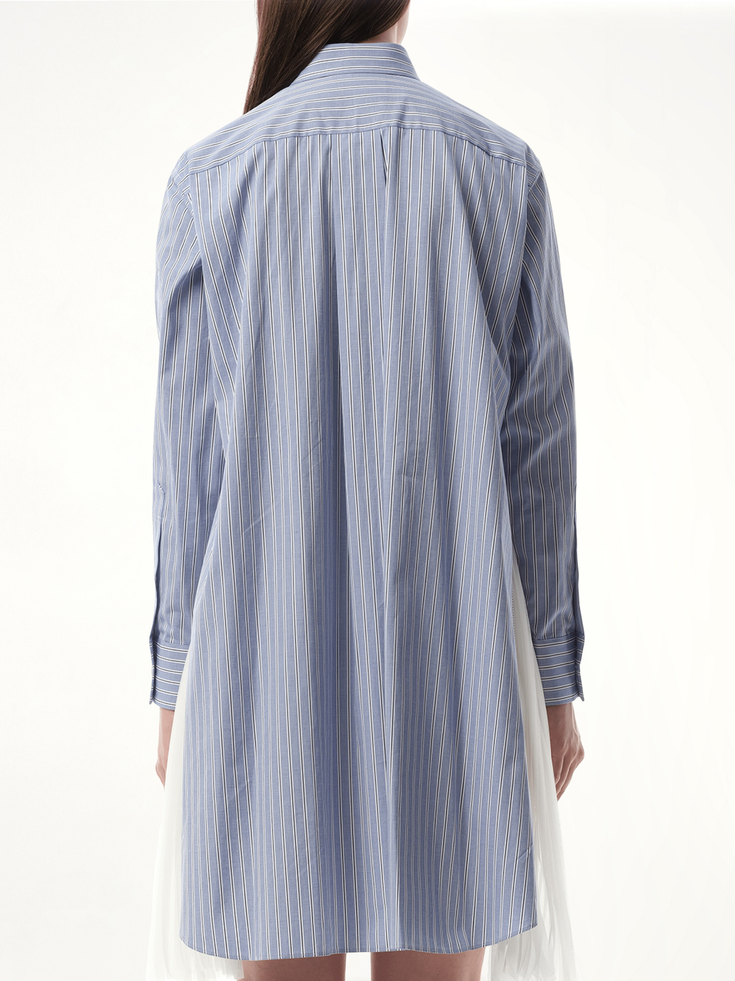 Cotton Poplin Stripe Dress in Light Blue