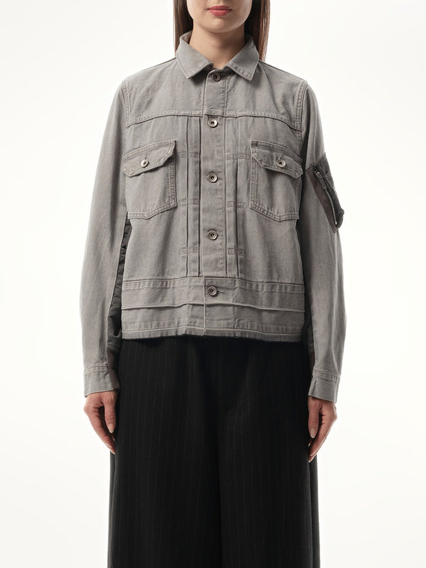 Sacai Denim x Nylon Twill Jacket in Gray