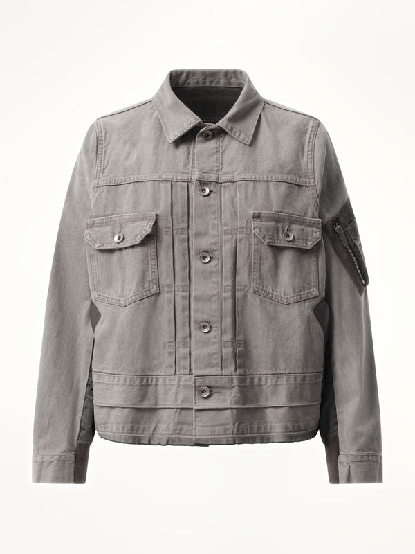 Sacai Denim x Nylon Twill Jacket in Gray