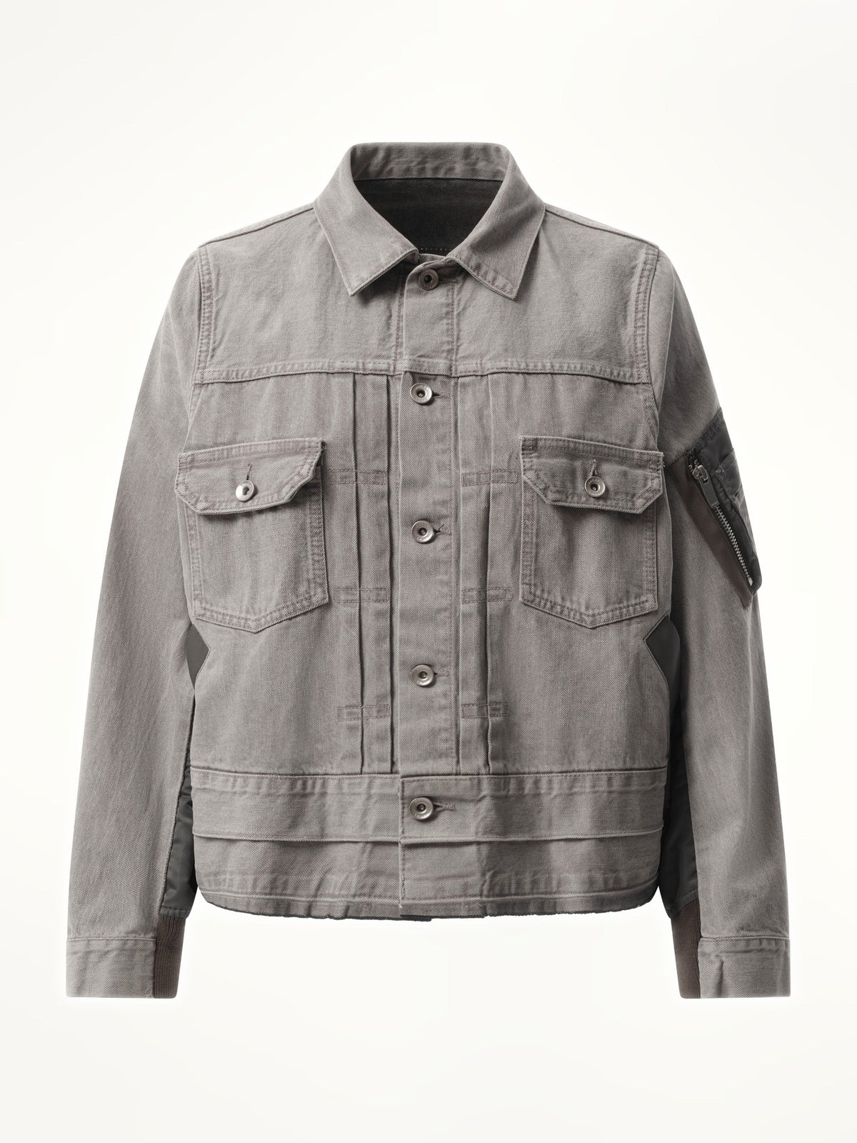 Sacai Denim x Nylon Twill Jacket in Gray