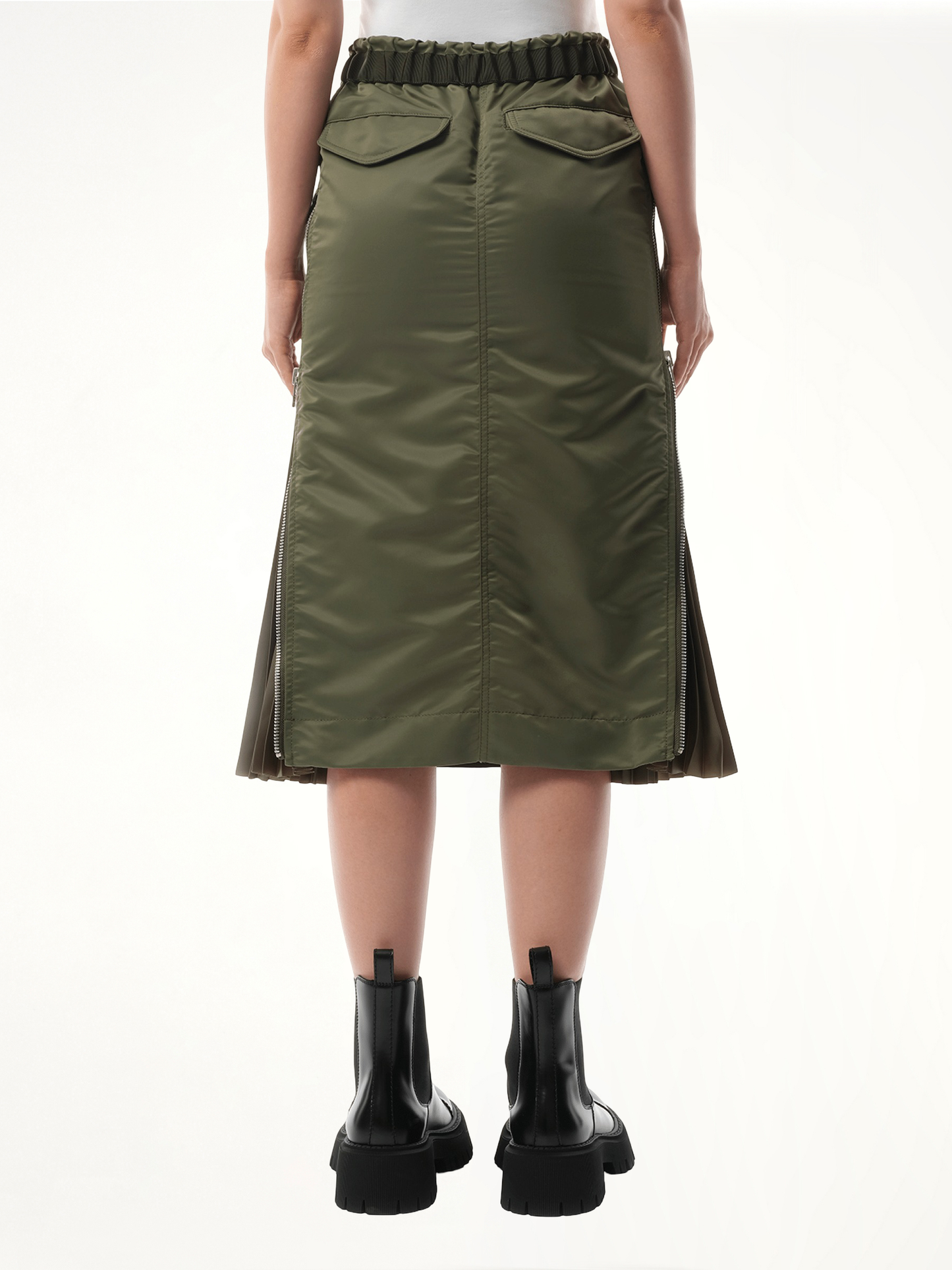 Nylon Twill Skirt in Khaki