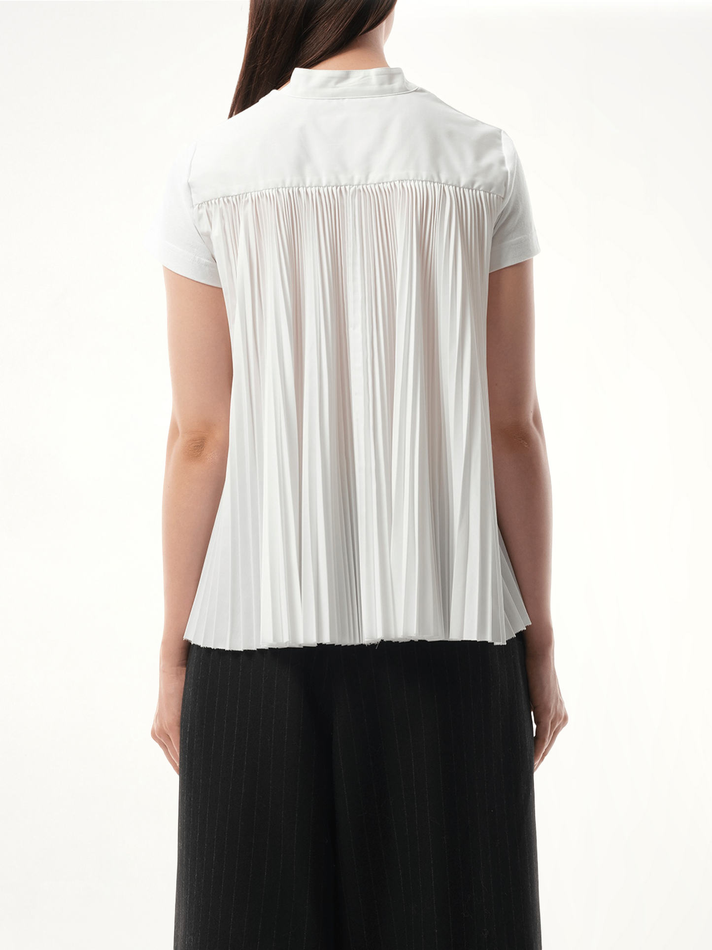 Cotton Poplin x Jersey T-Shirt in White/Off White