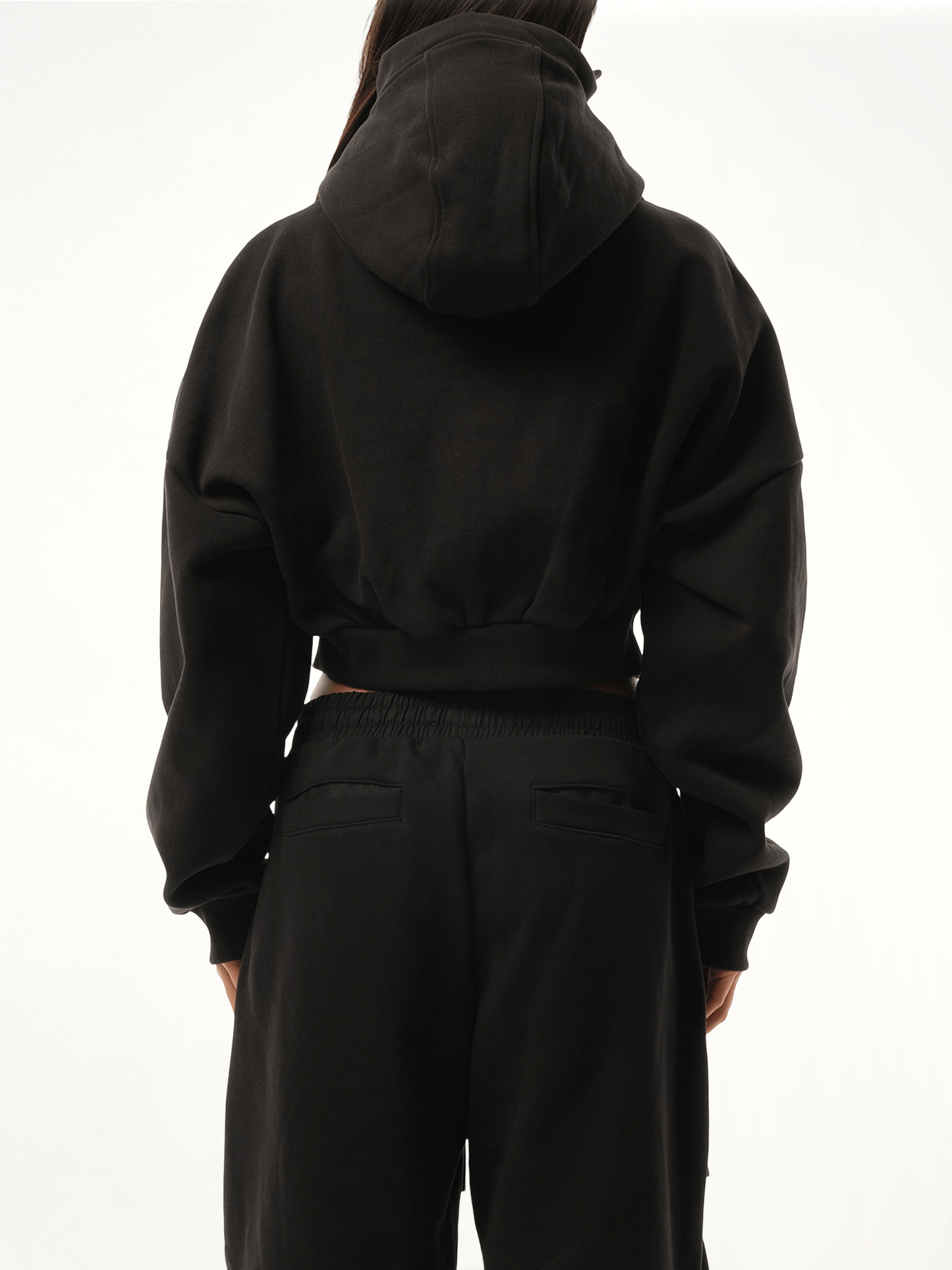 Cropped Full Zip Hoodie in Soot