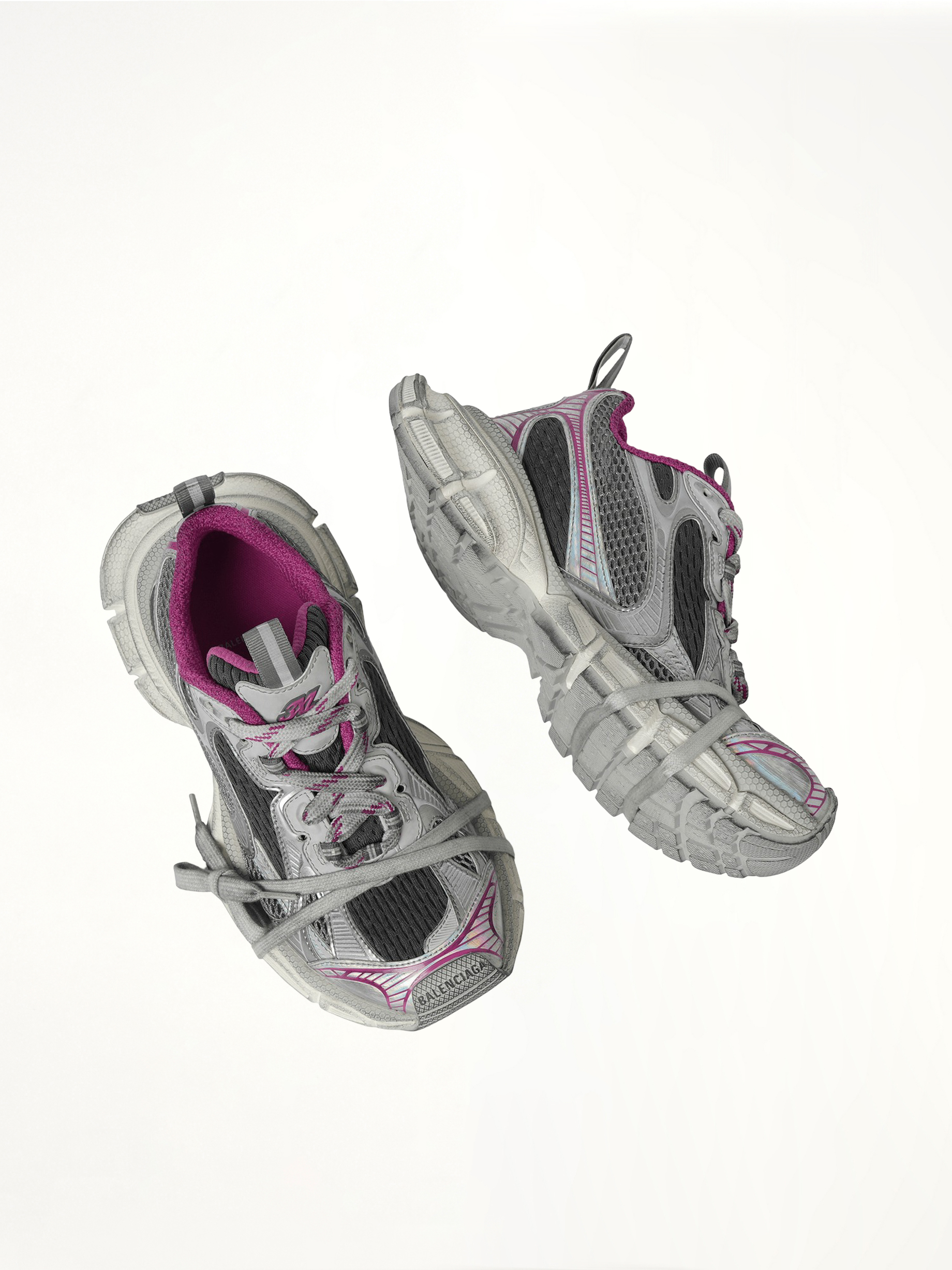 3XL Sneaker in Grey/White/Pink Top View | BALENCIAGA