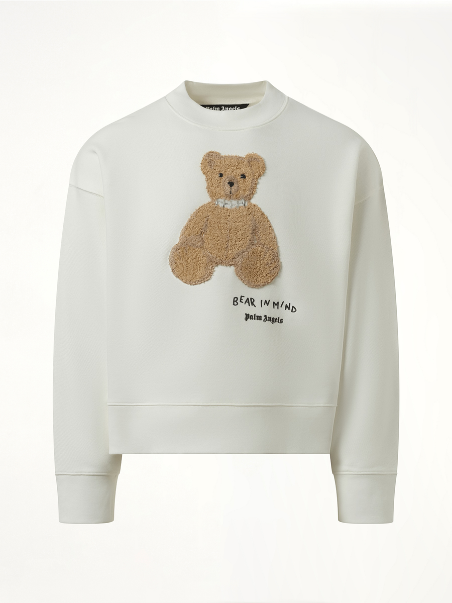 Bear in Mind Crewneck Sweatshirt in Off White/Brown