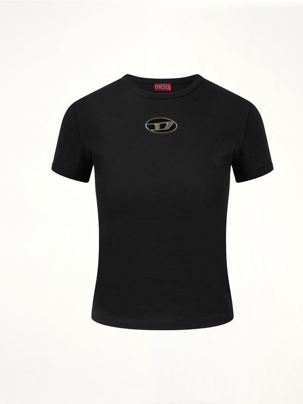 ブラックのT-アンカティDロゴTシャツ