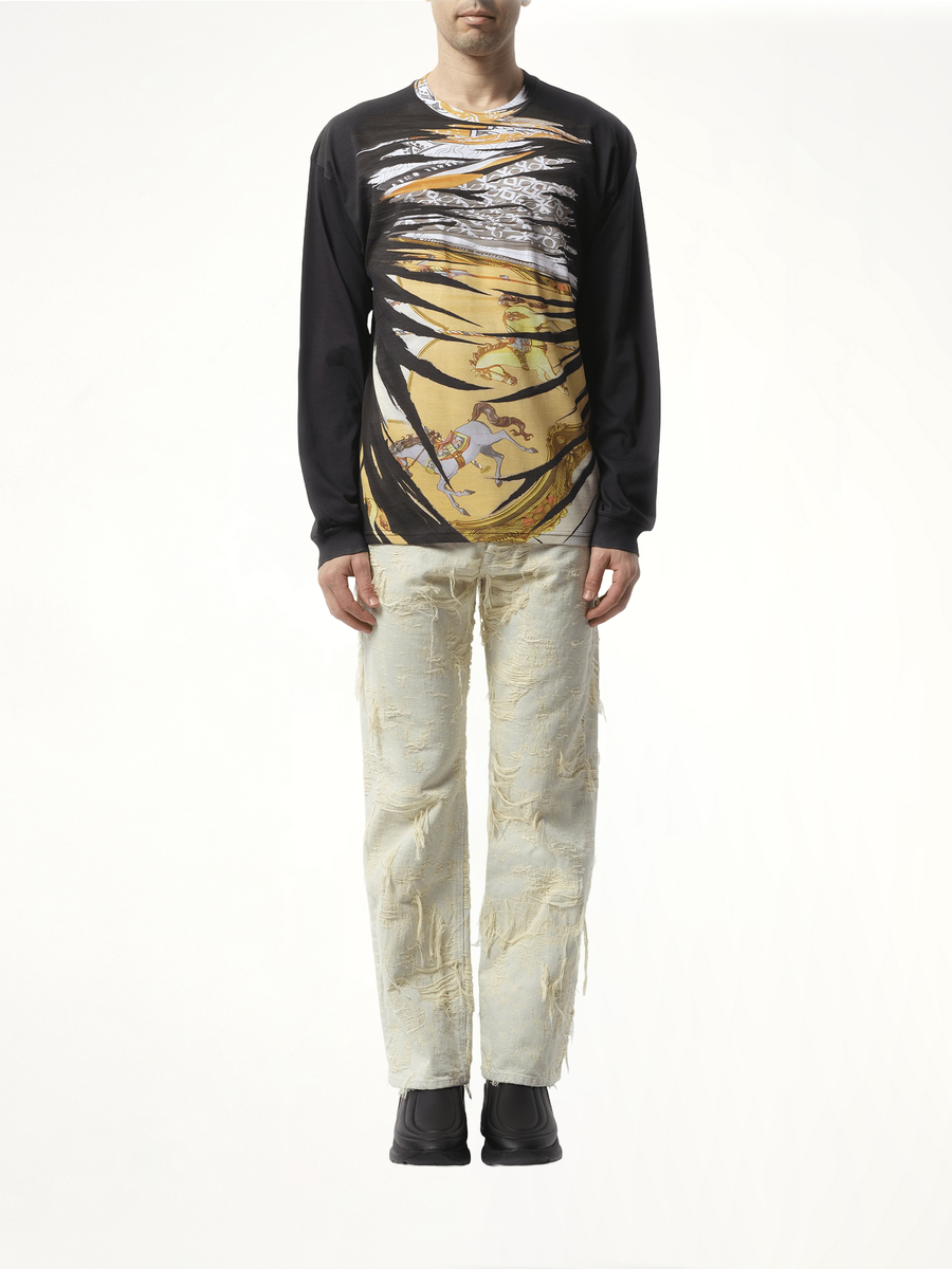 Collage Print Long Sleeve T-Shirt in Multicolour