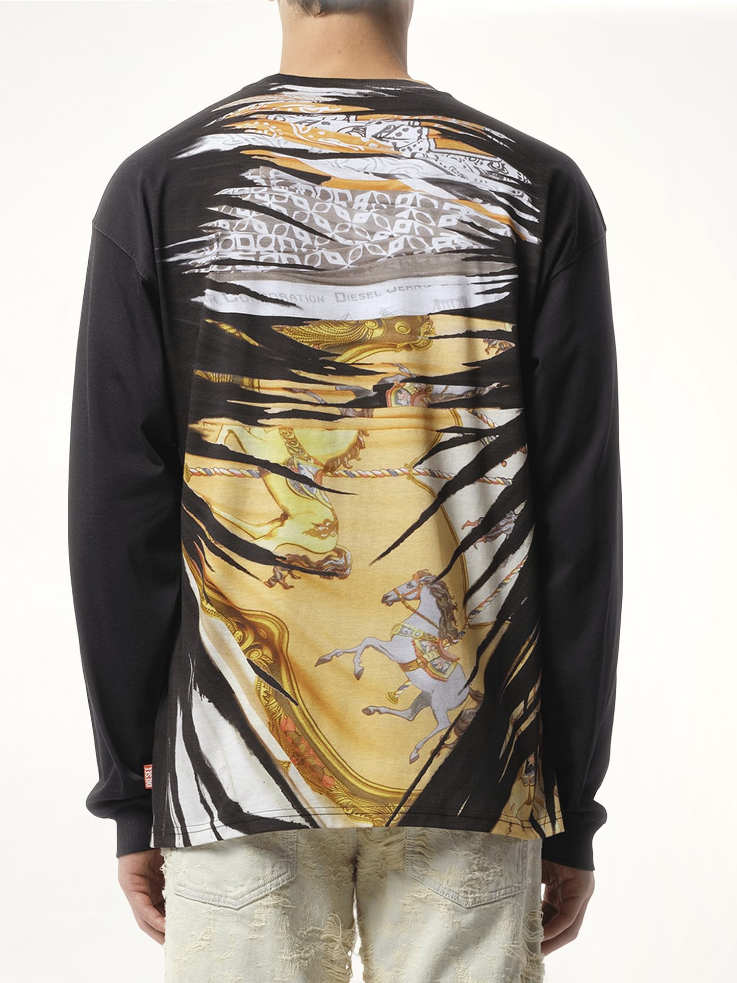 Collage Print Long Sleeve T-Shirt in Multicolour