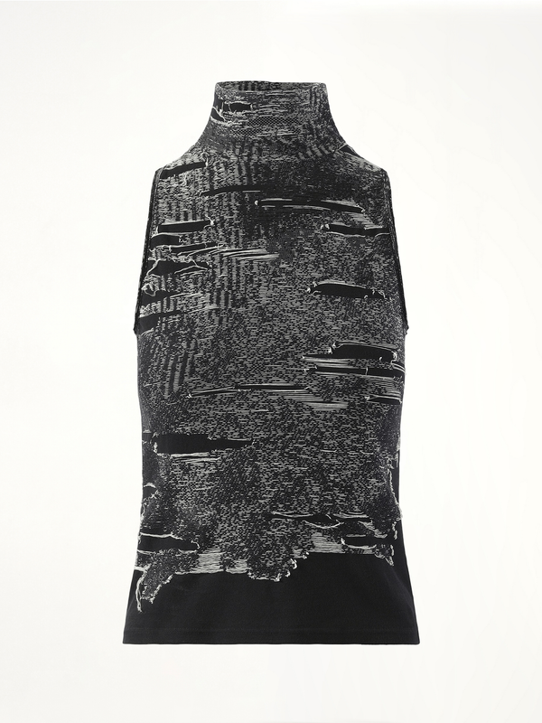 Distressed Halterneck Top in Black