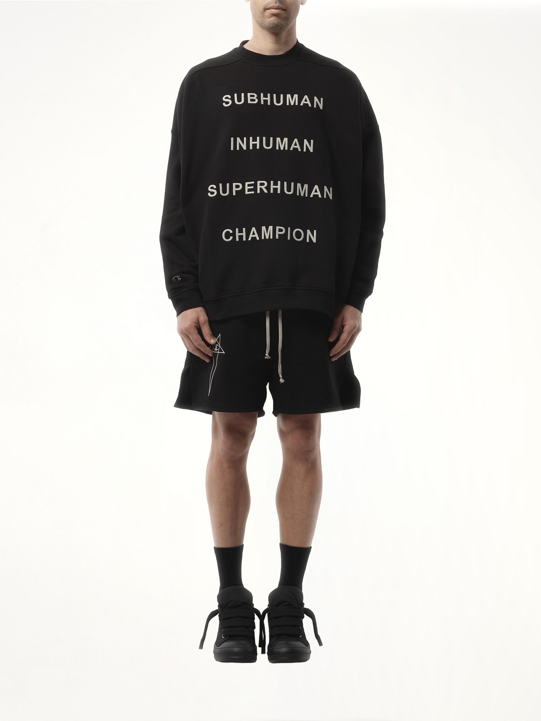 블랙 챔피언 x DRKSHDW 점보 스웨트셔츠