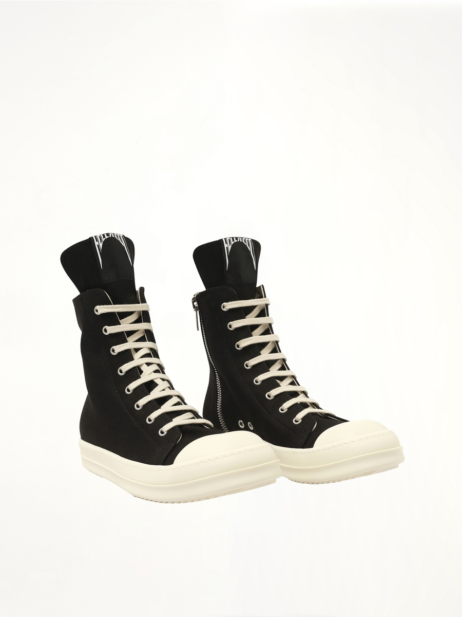 Hollywood Sneaks in Black/Milk Front View | RICK OWENS DRKSHDW
