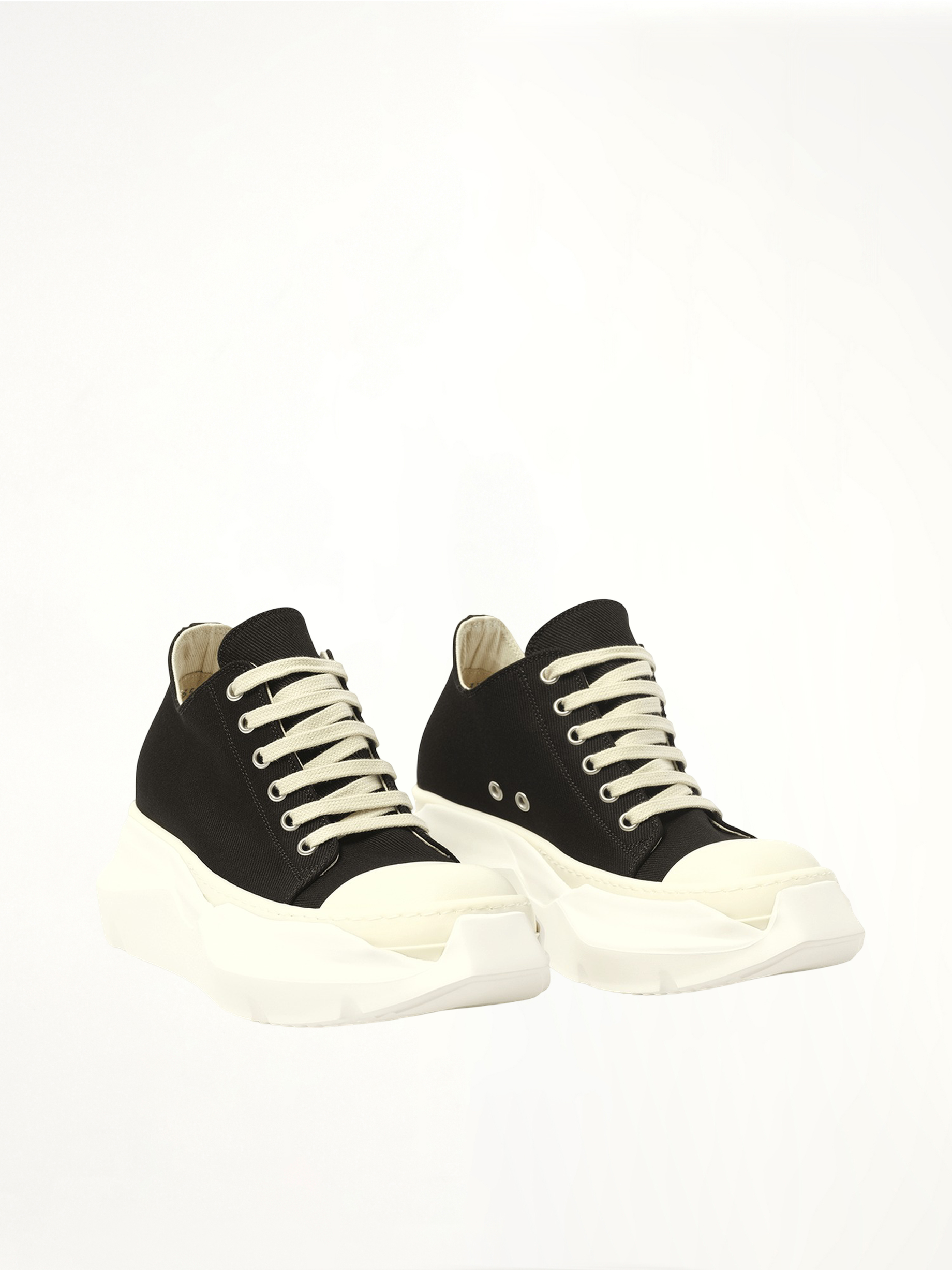 Abstract Low Sneaks in Black/Milk Front View | RICK OWENS DRKSHDW