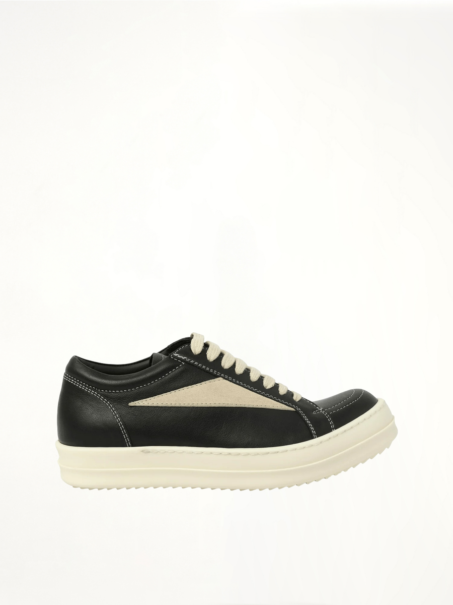 Vintage Sneaks in Black/Milk Side View | RICK OWENS