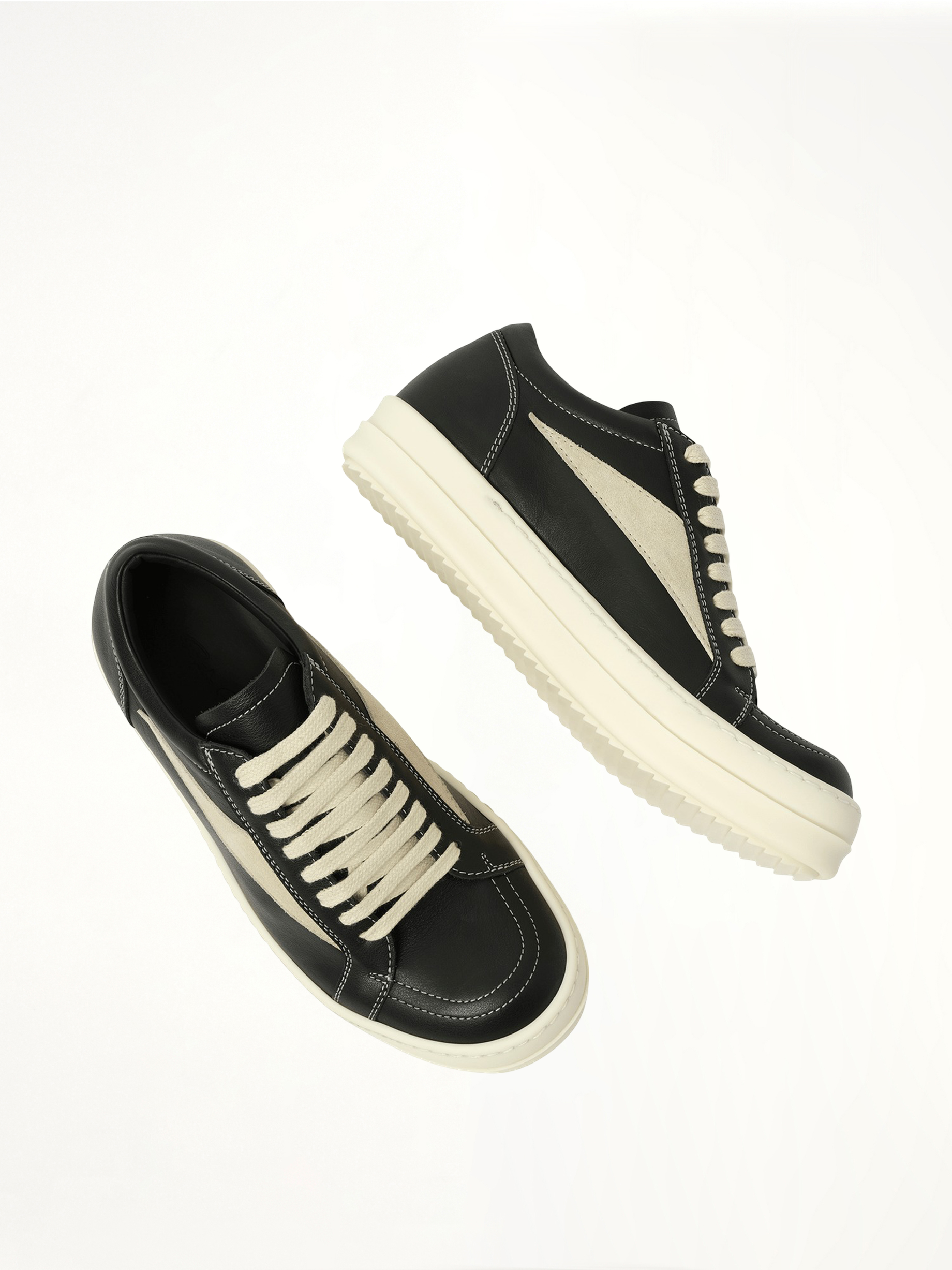 Vintage Sneaks in Black/Milk Top View | RICK OWENS