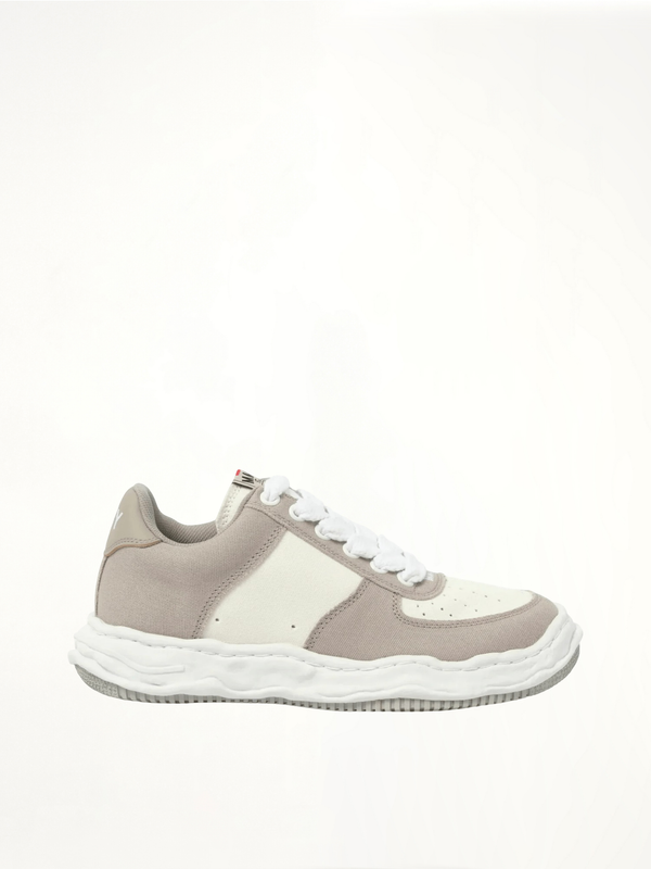 Wayne OG Leather Sneaker in Gray/White Side View | MAISON MIHARA YASUHIRO