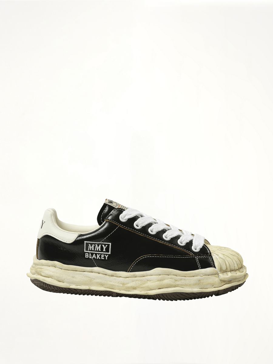 Blakey OG Wrinkled Leather Sneaker in Black Side View | MAISON MIHARA YASUHIRO