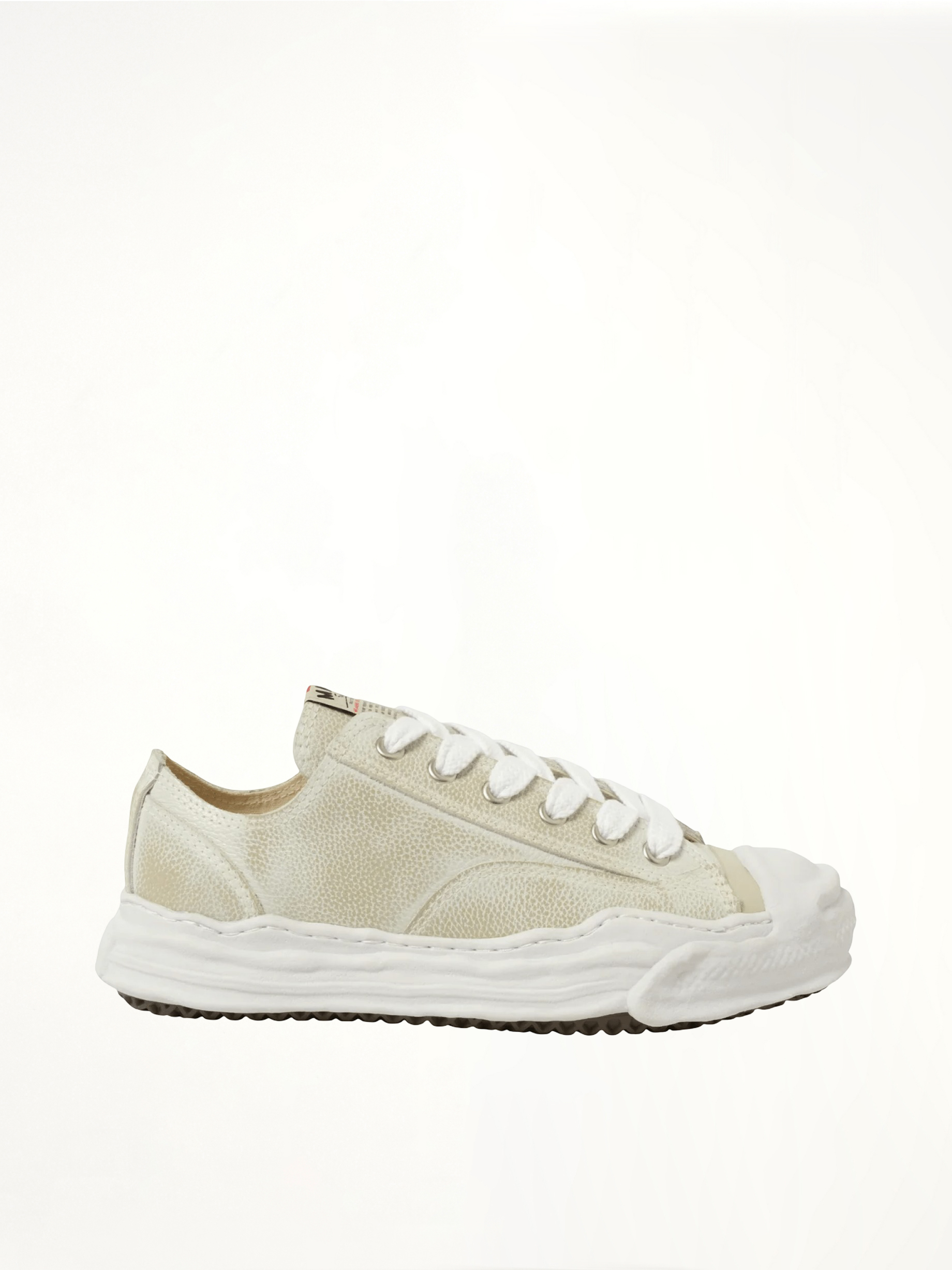 Hank OG Shrink Leahter Sneaker in White Side View | MAISON MIHARA YASUHIRO